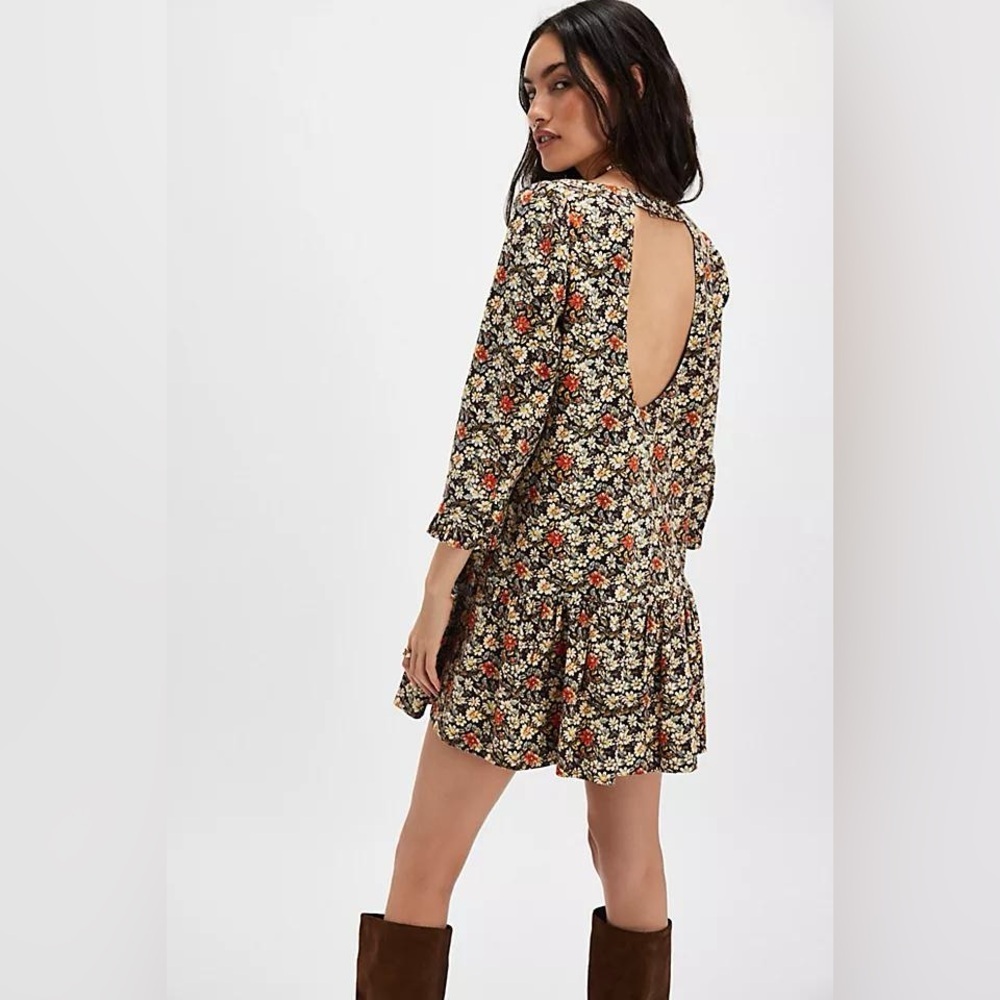 Free People Avenue Mini Dress Floral Black XS - Picture 2 of 8